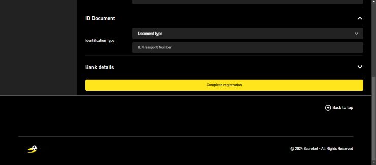 scorebet register - step 4