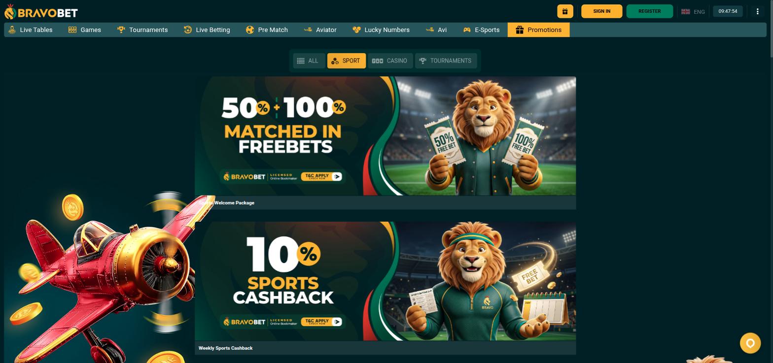 Bravobet sports promotions with the 50% plus 100% free bet welcome package and a weekly sports cashback