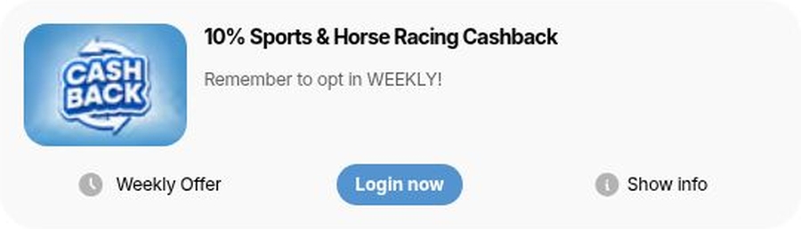 10% weekly sports and racing cashback at readysetbet