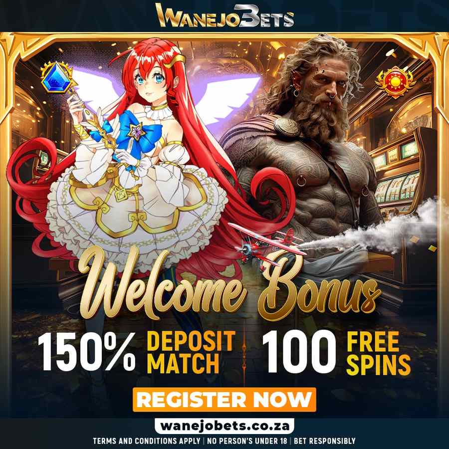 150% casino match up to R1,000 plus 100 spins at wanejobets