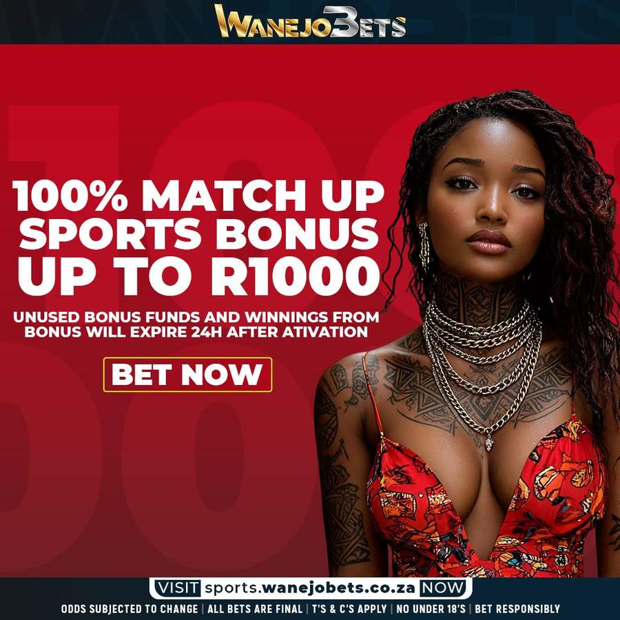 100% sports welcome match up to R1,000 at wanejobets