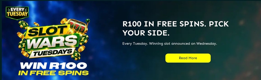 Tuesday Slot Wars: R100 in spin value at zarbet