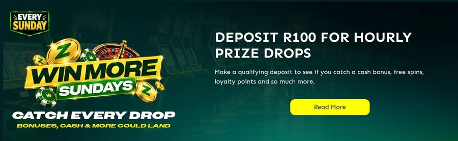 Win More Sundays: R100 deposit for hourly drops at zarbet