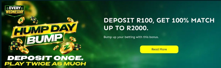 Hump Day Bump: 100% up to R2,000 at zarbet