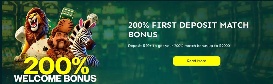 200% first-deposit match up to R2,000 at zarbet
